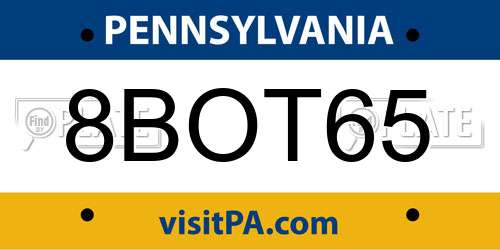 8BOT65 Pennsylvania License Plate
