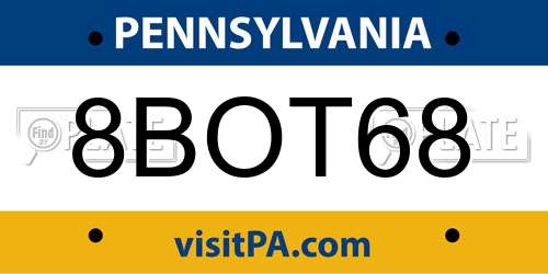 8BOT68 Pennsylvania License Plate