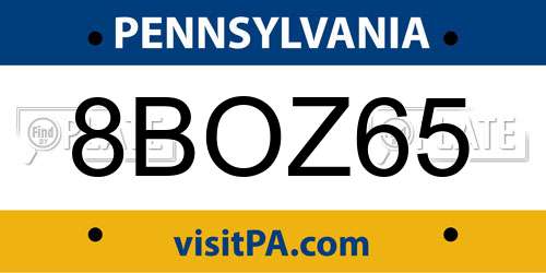 8BOZ65 Pennsylvania License Plate