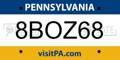 8BOZ68 Pennsylvania License Plate