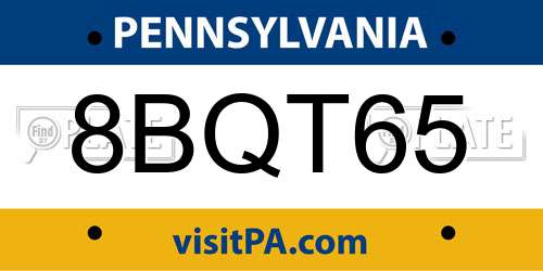 8BQT65 Pennsylvania License Plate