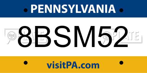 8BSM52 Pennsylvania License Plate