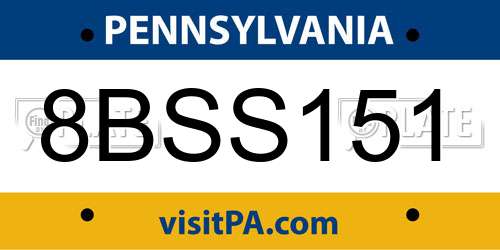 8BSS151 Pennsylvania License Plate