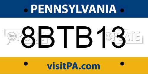 8BTB13 Pennsylvania License Plate