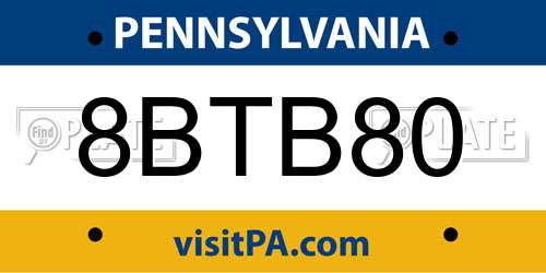 8BTB80 Pennsylvania License Plate