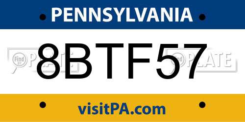 8BTF57 Pennsylvania License Plate