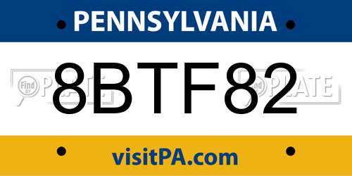 8BTF82 Pennsylvania License Plate