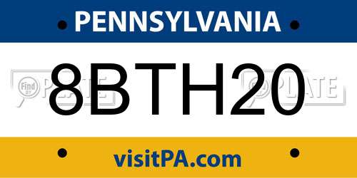 8BTH20 Pennsylvania License Plate