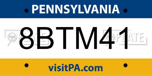 8BTM41 Pennsylvania License Plate