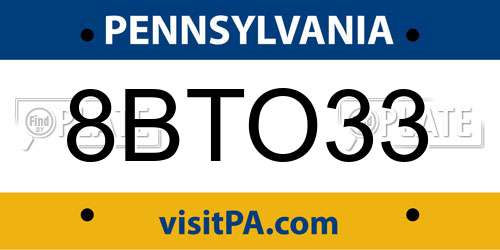 8BTO33 Pennsylvania License Plate