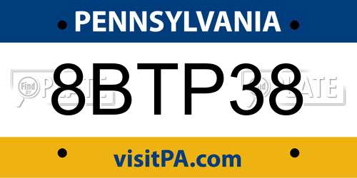 8BTP38 Pennsylvania License Plate