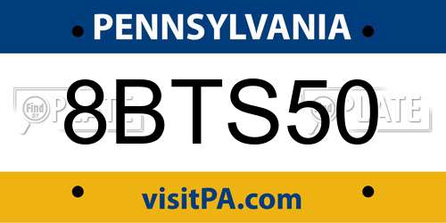 8BTS50 Pennsylvania License Plate