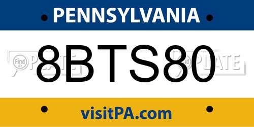 8BTS80 Pennsylvania License Plate