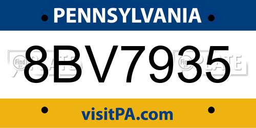8BV7935 Pennsylvania License Plate