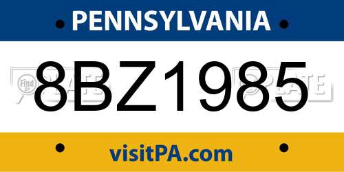 8BZ1985 Pennsylvania License Plate
