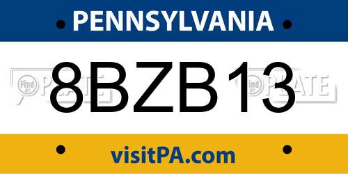 8BZB13 Pennsylvania License Plate