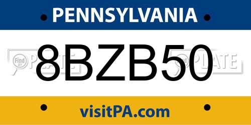 8BZB50 Pennsylvania License Plate