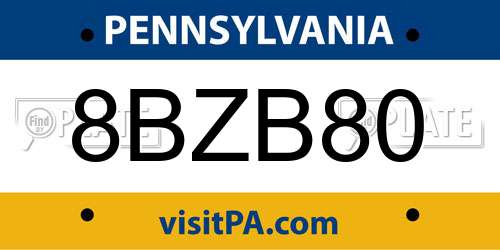 8BZB80 Pennsylvania License Plate