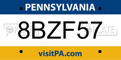 8BZF57 Pennsylvania License Plate
