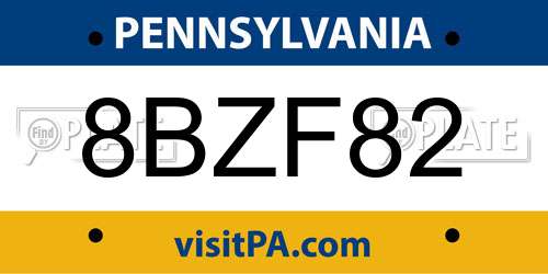 8BZF82 Pennsylvania License Plate