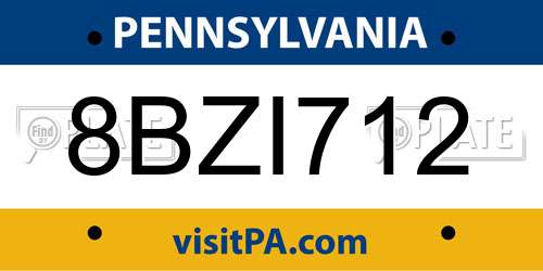 8BZI712 Pennsylvania License Plate