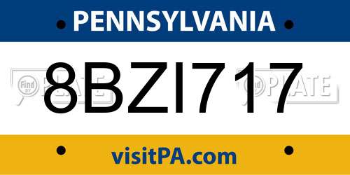 8BZI717 Pennsylvania License Plate
