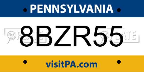 8BZR55 Pennsylvania License Plate