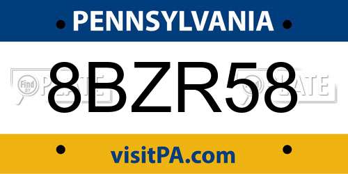 8BZR58 Pennsylvania License Plate