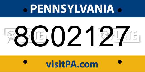 8C02127 Pennsylvania License Plate