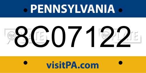 8C07122 Pennsylvania License Plate