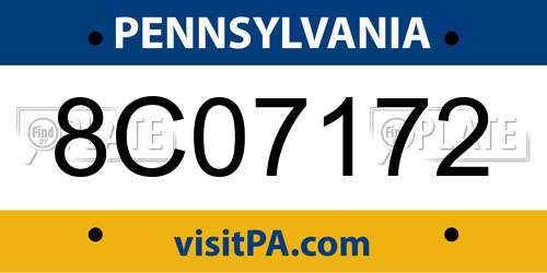8C07172 Pennsylvania License Plate