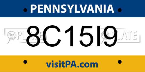 8C15I9 Pennsylvania License Plate