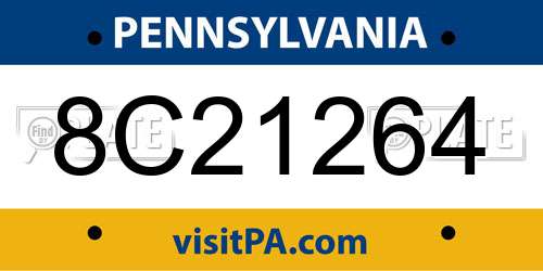 8C21264 Pennsylvania License Plate
