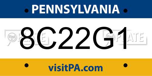 8C22G1 Pennsylvania License Plate