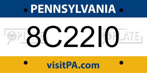 8C22I0 Pennsylvania License Plate