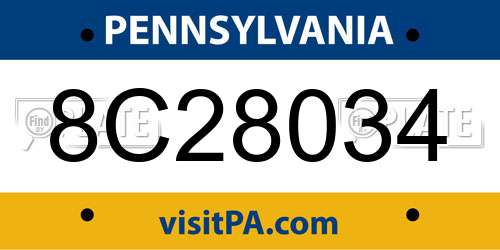 8C28034 Pennsylvania License Plate