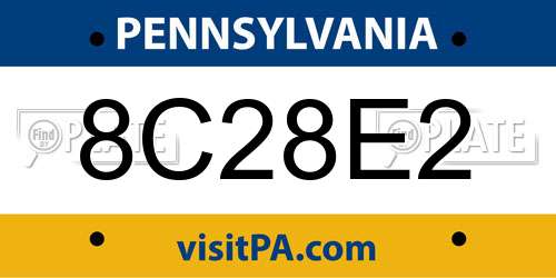 8C28E2 Pennsylvania License Plate