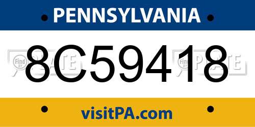 8C59418 Pennsylvania License Plate