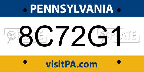 8C72G1 Pennsylvania License Plate