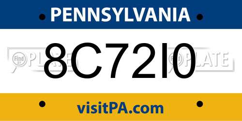 8C72I0 Pennsylvania License Plate