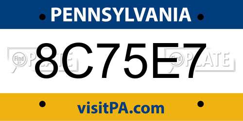 8C75E7 Pennsylvania License Plate