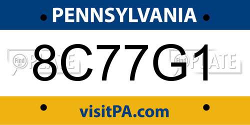 8C77G1 Pennsylvania License Plate