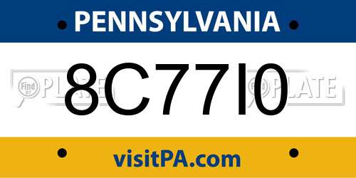 8C77I0 Pennsylvania License Plate