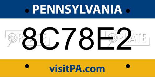 8C78E2 Pennsylvania License Plate
