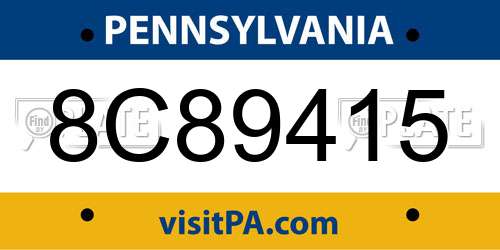 8C89415 Pennsylvania License Plate