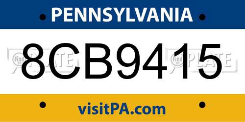 8CB9415 Pennsylvania License Plate