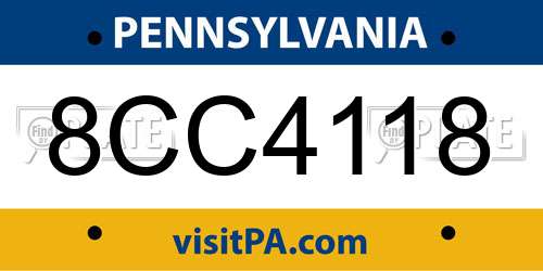 8CC4118 Pennsylvania License Plate