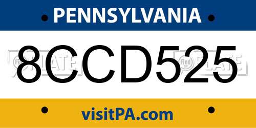 8CCD525 Pennsylvania License Plate