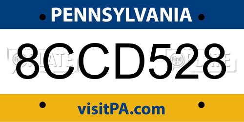 8CCD528 Pennsylvania License Plate