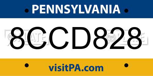 8CCD828 Pennsylvania License Plate